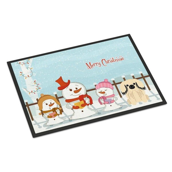 Carolines Treasures Merry Christmas Carolers Pekingnese Cream Indoor or Outdoor Mat, 18 x 0.25 x 27 in. BB2437MAT - main
